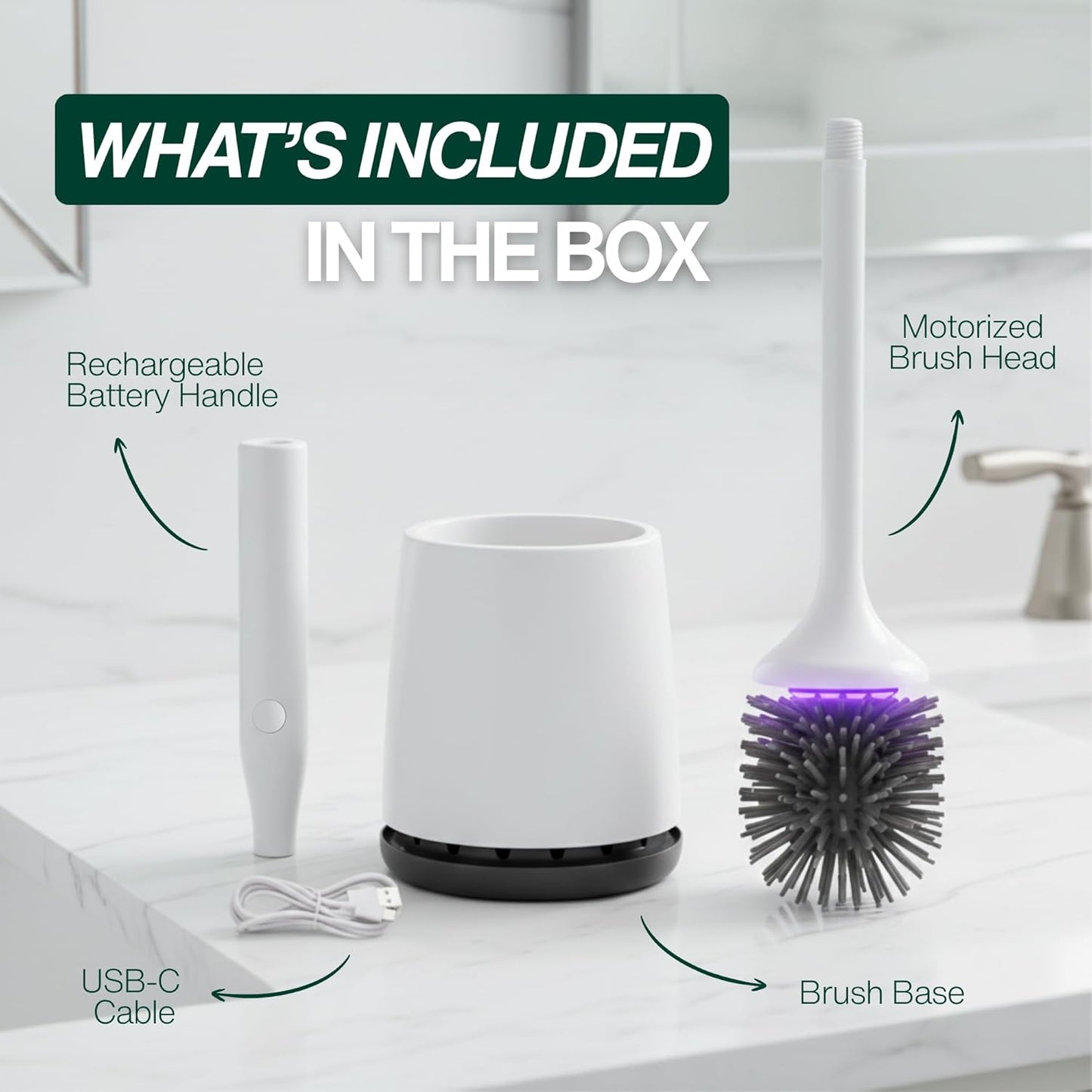 AURA™ Smart UVC Self-Sanitizing Electric Toilet Brush